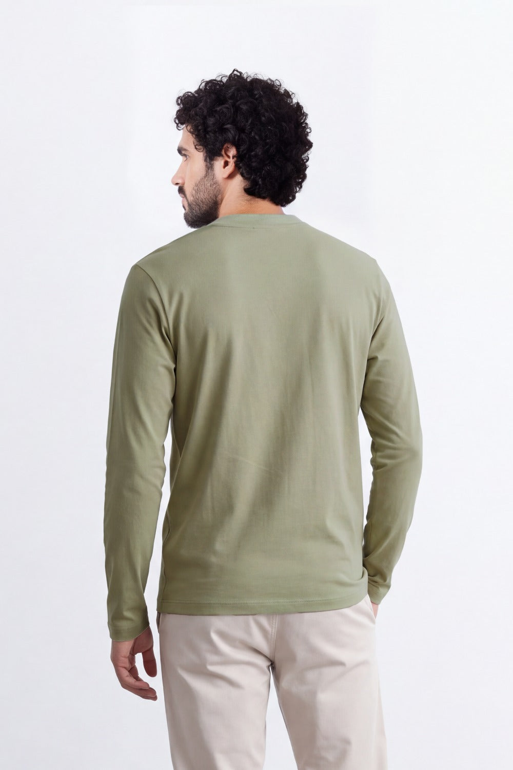Men's Tomato Store Soft Combed Long Sleeve T-Shirt Clean Crew Neck Minimal Design Slim Fit