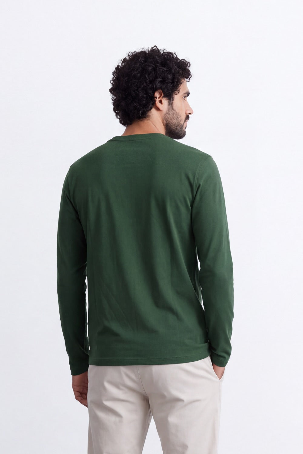 Men's Tomato Store Soft Combed Long Sleeve T-Shirt Clean Crew Neck Minimal Design Slim Fit