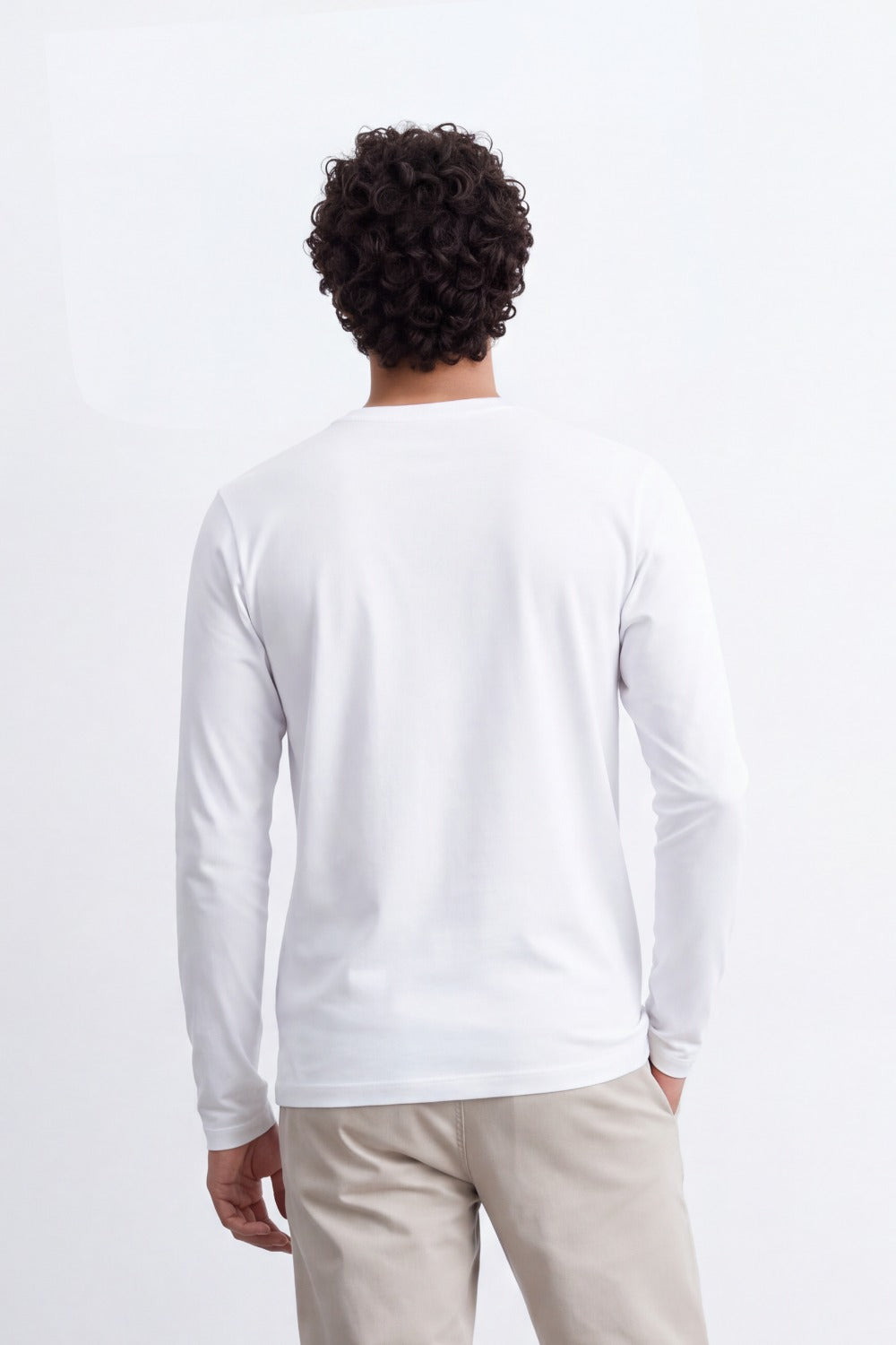 Men's Tomato Store Soft Combed Long Sleeve T-Shirt Clean Crew Neck Minimal Design Slim Fit