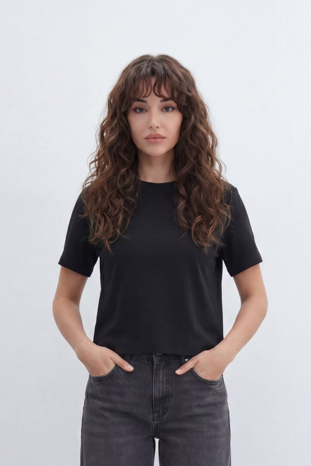 Women’s Tomato Store Clean T-Shirt Smooth Jersey Texture Plain Solid Surface Minimal Front Finish
