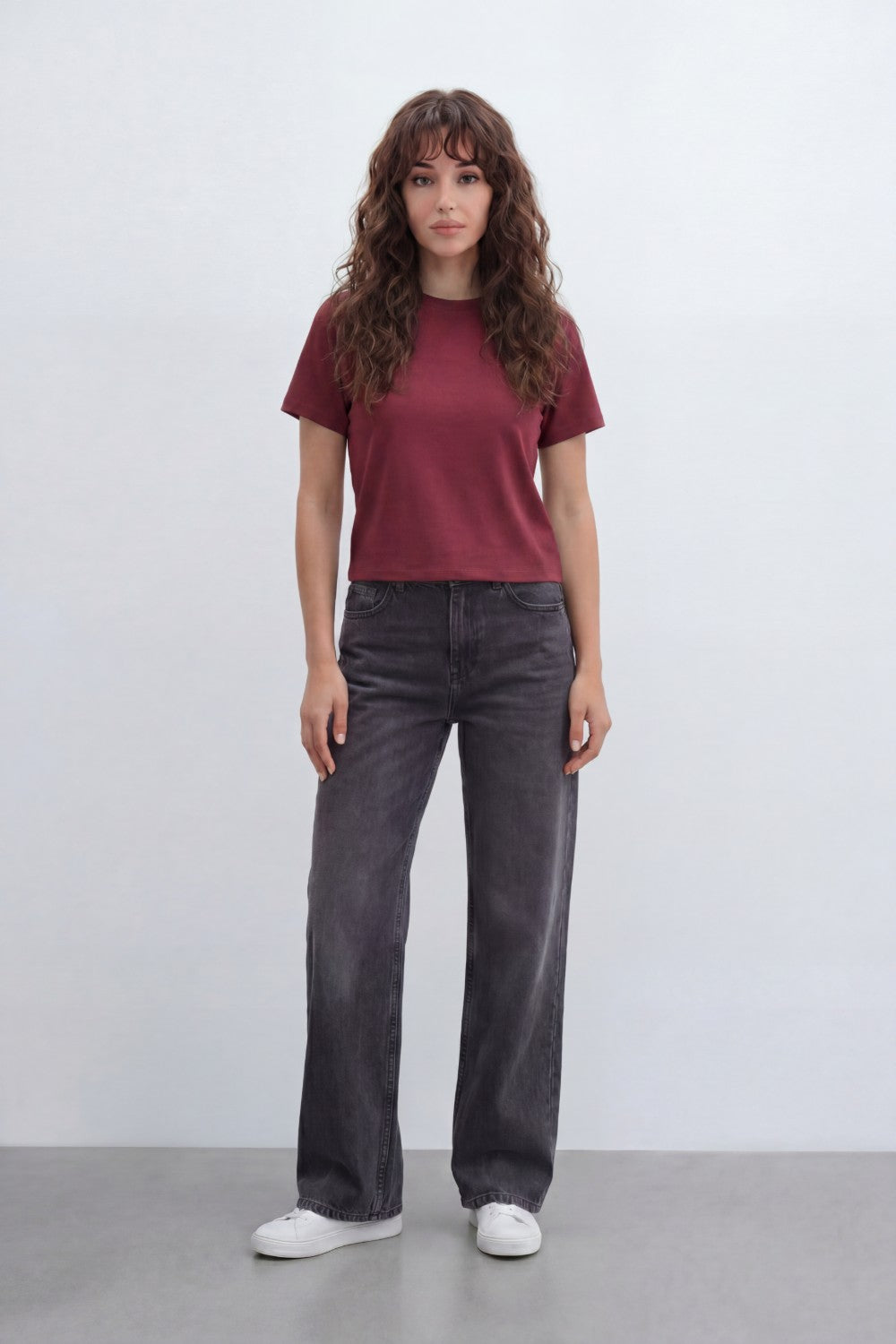 Women’s Tomato Store Clean T-Shirt Smooth Jersey Texture Plain Solid Surface Minimal Front Finish