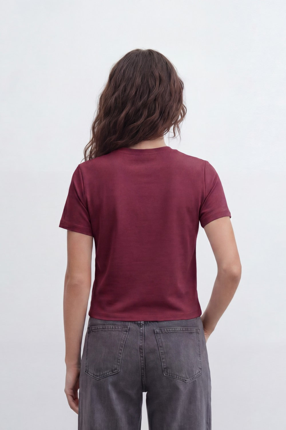 Women’s Tomato Store Clean T-Shirt Smooth Jersey Texture Plain Solid Surface Minimal Front Finish