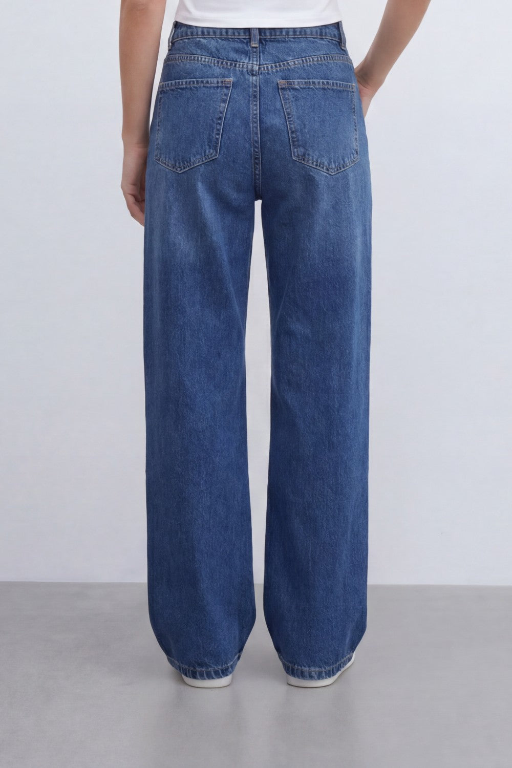 Women’s Tomato Store Vintage Column Wide Leg Jeans With Washed Denim Texture Soft Vertical Fade Pants