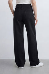 Women’s Tomato Store Plain Rinse Wide Leg Jeans With Clean Solid Denim Texture Smooth Grain Surface Washed Finish