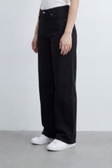 Women’s Tomato Store Plain Rinse Wide Leg Jeans With Clean Solid Denim Texture Smooth Grain Surface Washed Finish