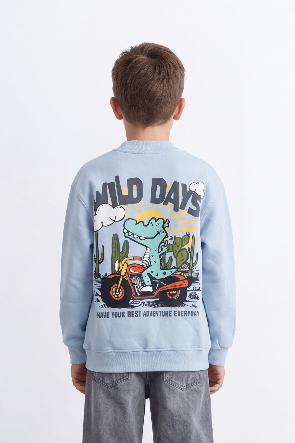 Boy's Tomato Store Oversize Sweatshirt Wild Days Adventure Back Graphic