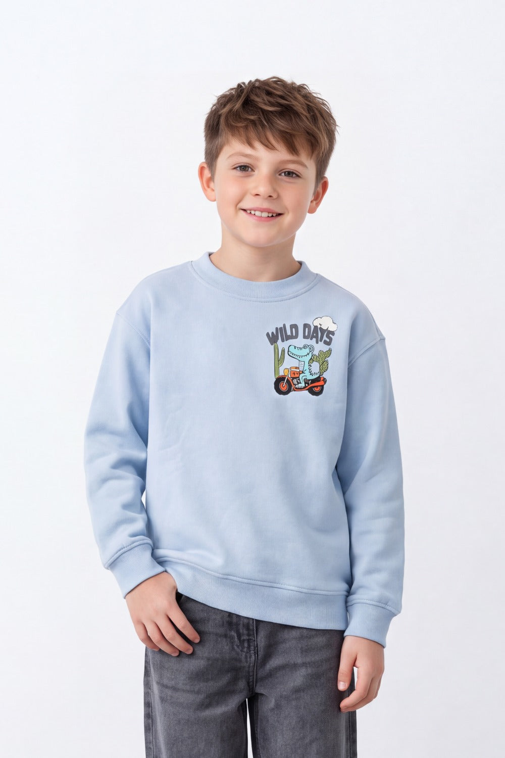 Boy's Tomato Store Oversize Sweatshirt Wild Days Adventure Back Graphic