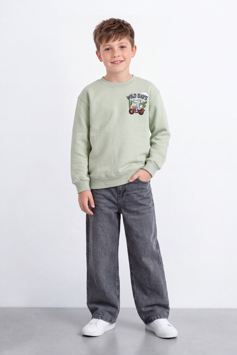 Boy's Tomato Store Oversize Sweatshirt Wild Days Adventure Back Graphic