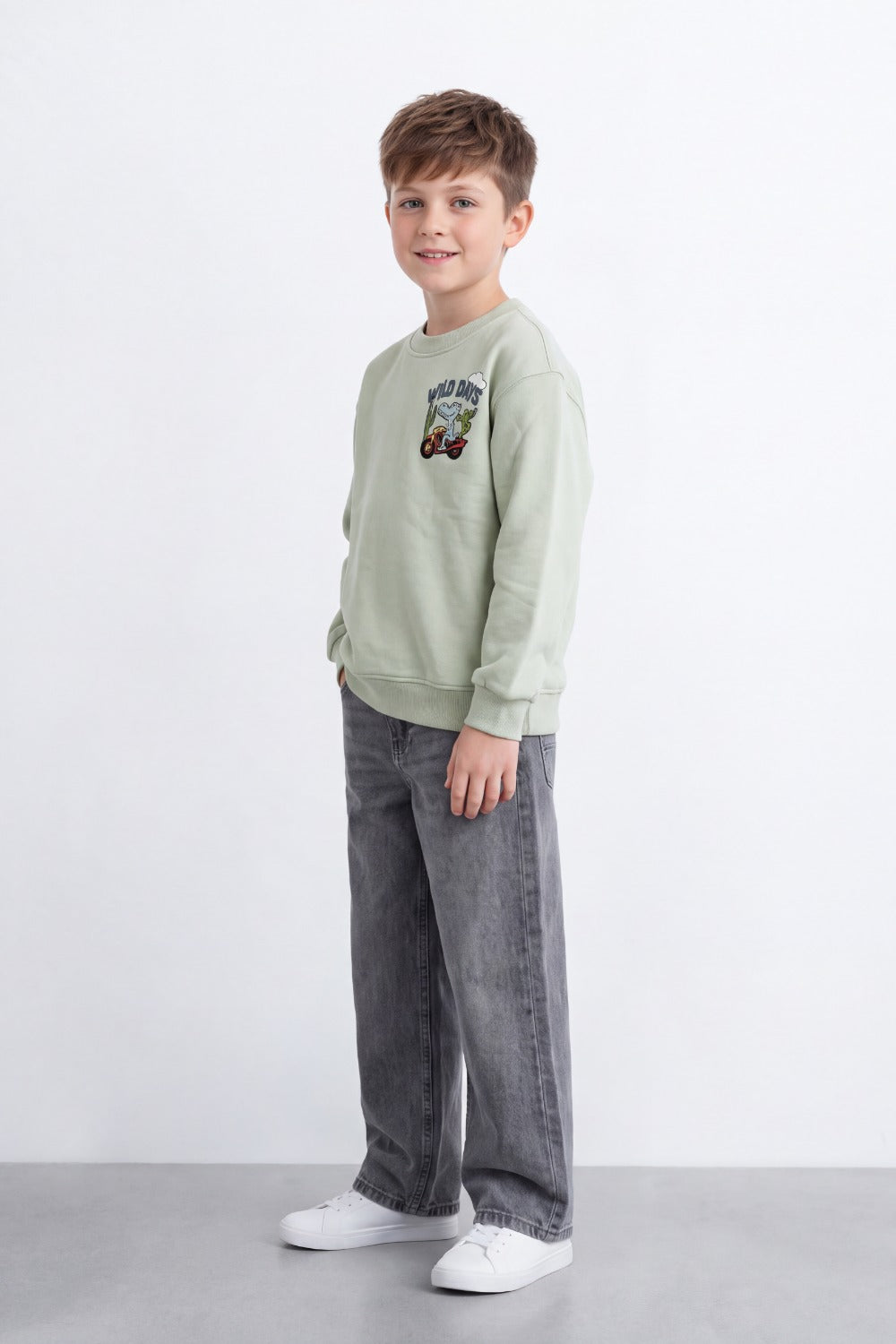 Boy's Tomato Store Oversize Sweatshirt Wild Days Adventure Back Graphic