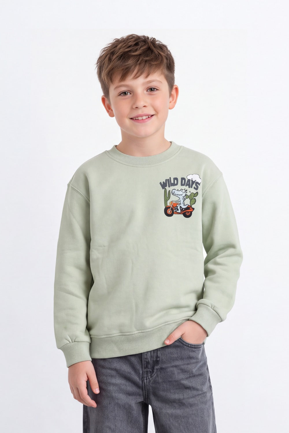 Boy's Tomato Store Oversize Sweatshirt Wild Days Adventure Back Graphic