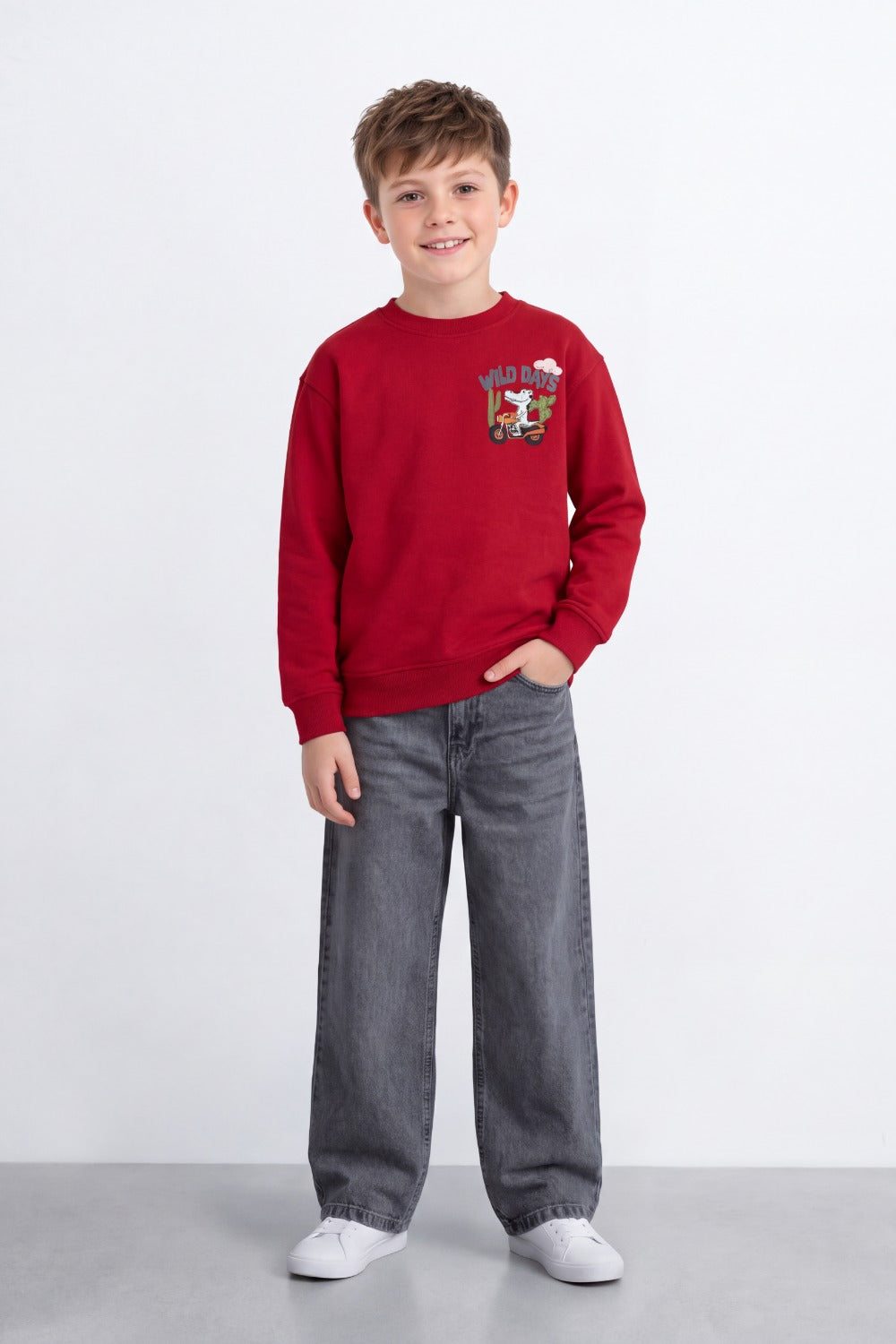 Boy's Tomato Store Oversize Sweatshirt Wild Days Adventure Back Graphic