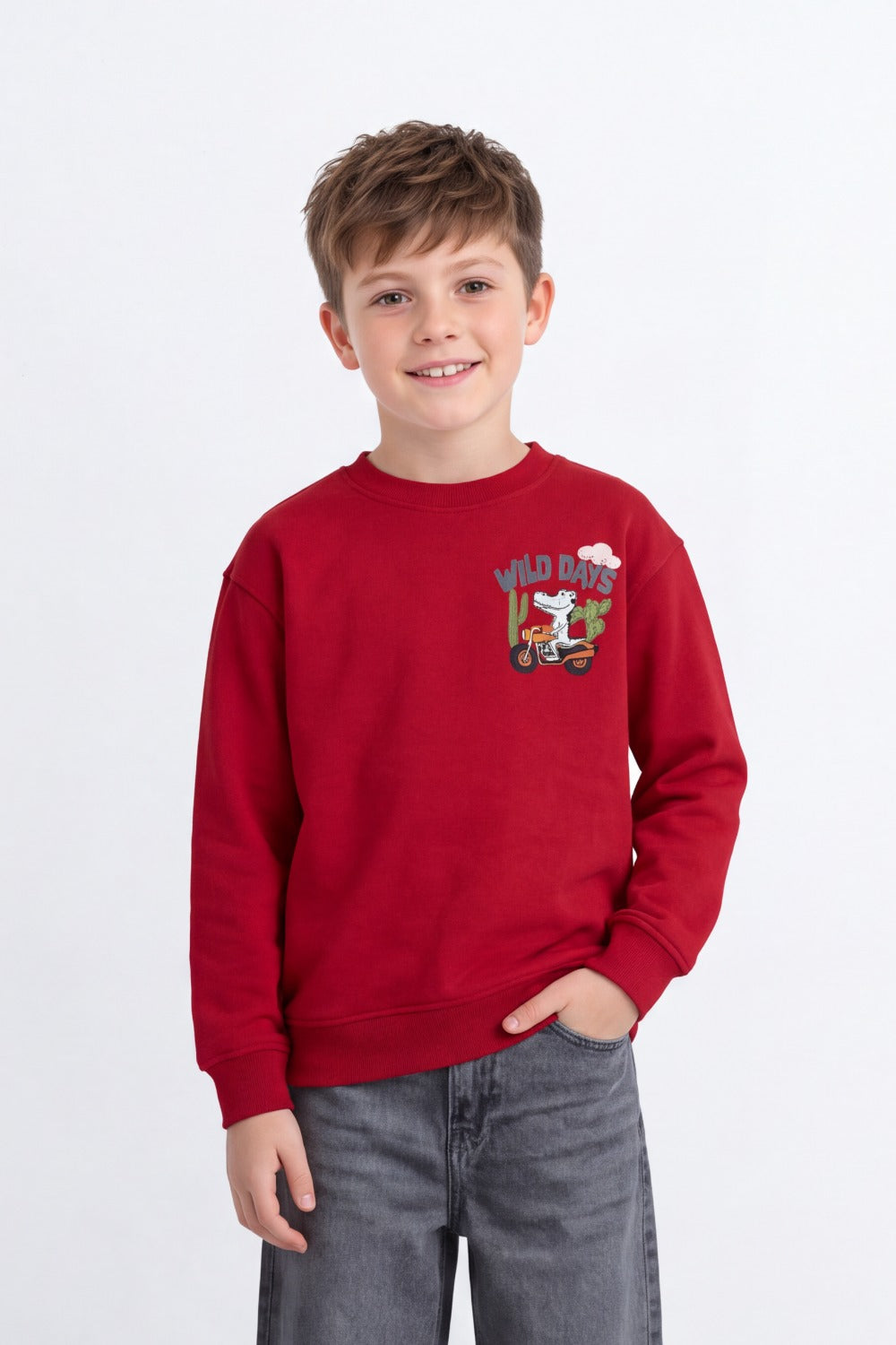Boy's Tomato Store Oversize Sweatshirt Wild Days Adventure Back Graphic
