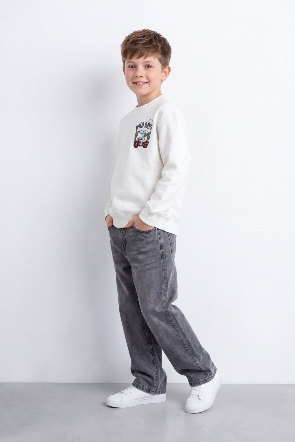 Boy's Tomato Store Oversize Sweatshirt Wild Days Adventure Back Graphic