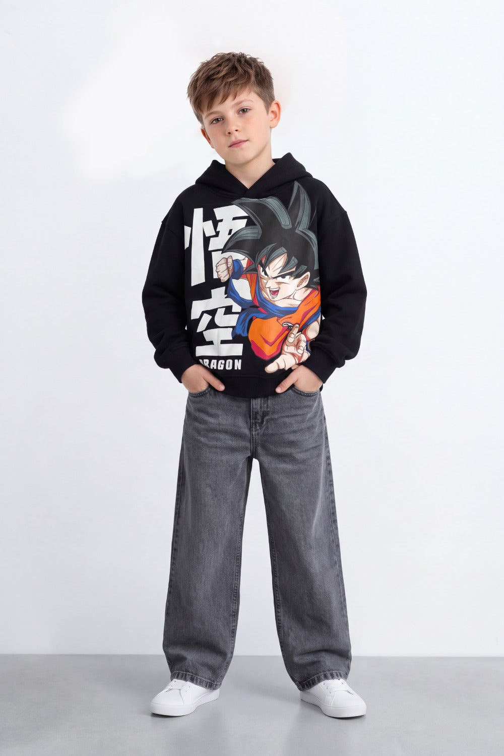 Boy's Tomato Store Sweatshirt Oversize Dragon Ball Front Graphic Hooded Design