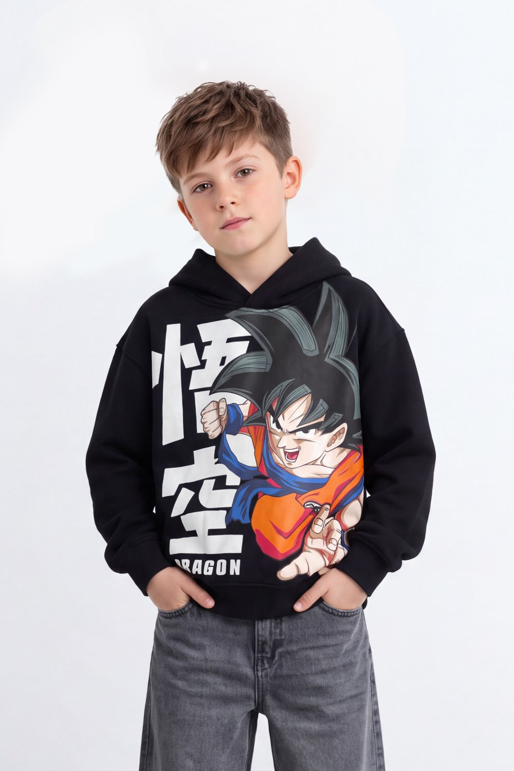 Boy's Tomato Store Sweatshirt Oversize Dragon Ball Front Graphic Hooded Design
