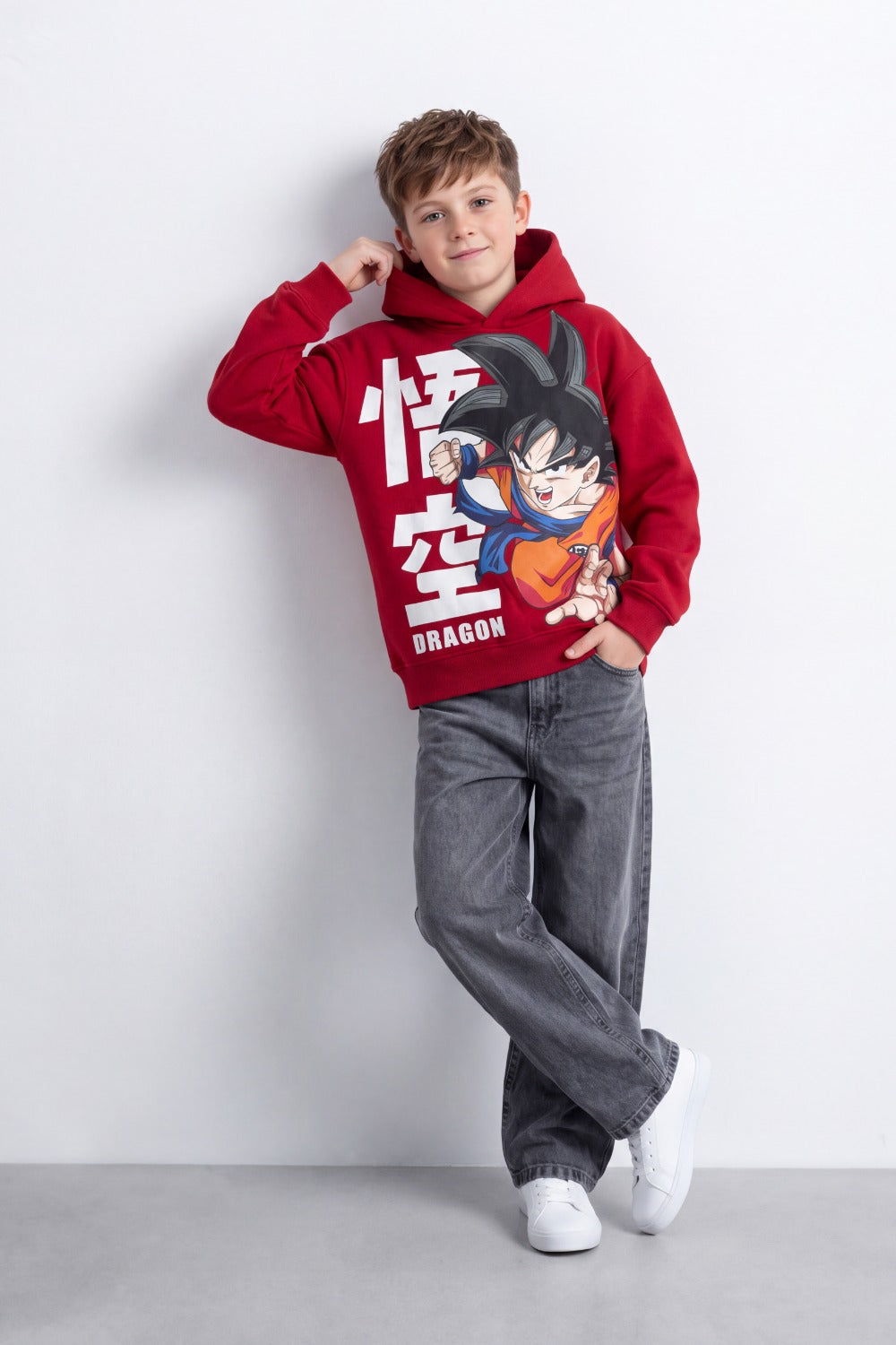 Boy's Tomato Store Sweatshirt Oversize Dragon Ball Front Graphic Hooded Design