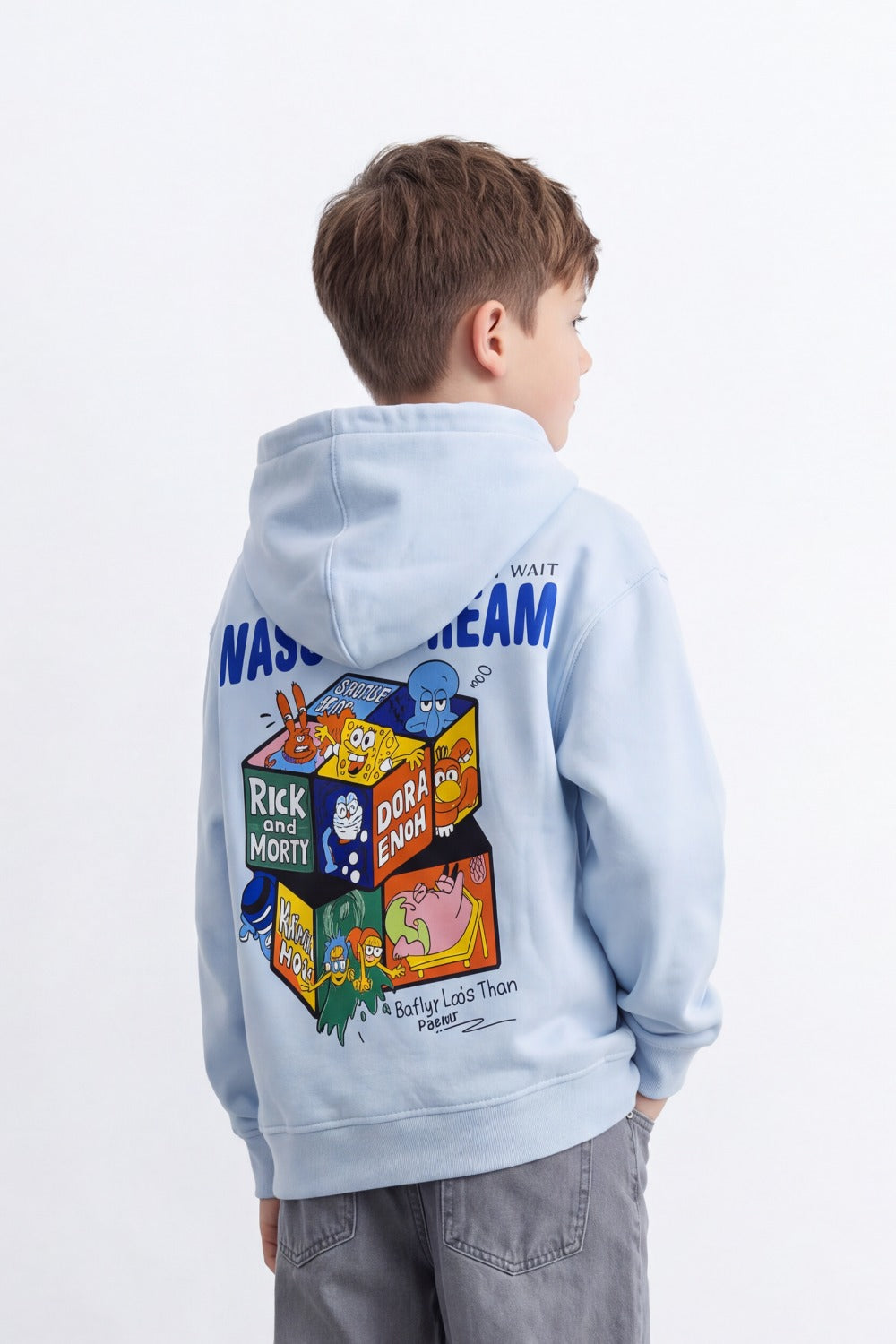 Boy's Tomato Store Sweatshirt Oversize Cartoon Collage Back Graphic Hooded Design