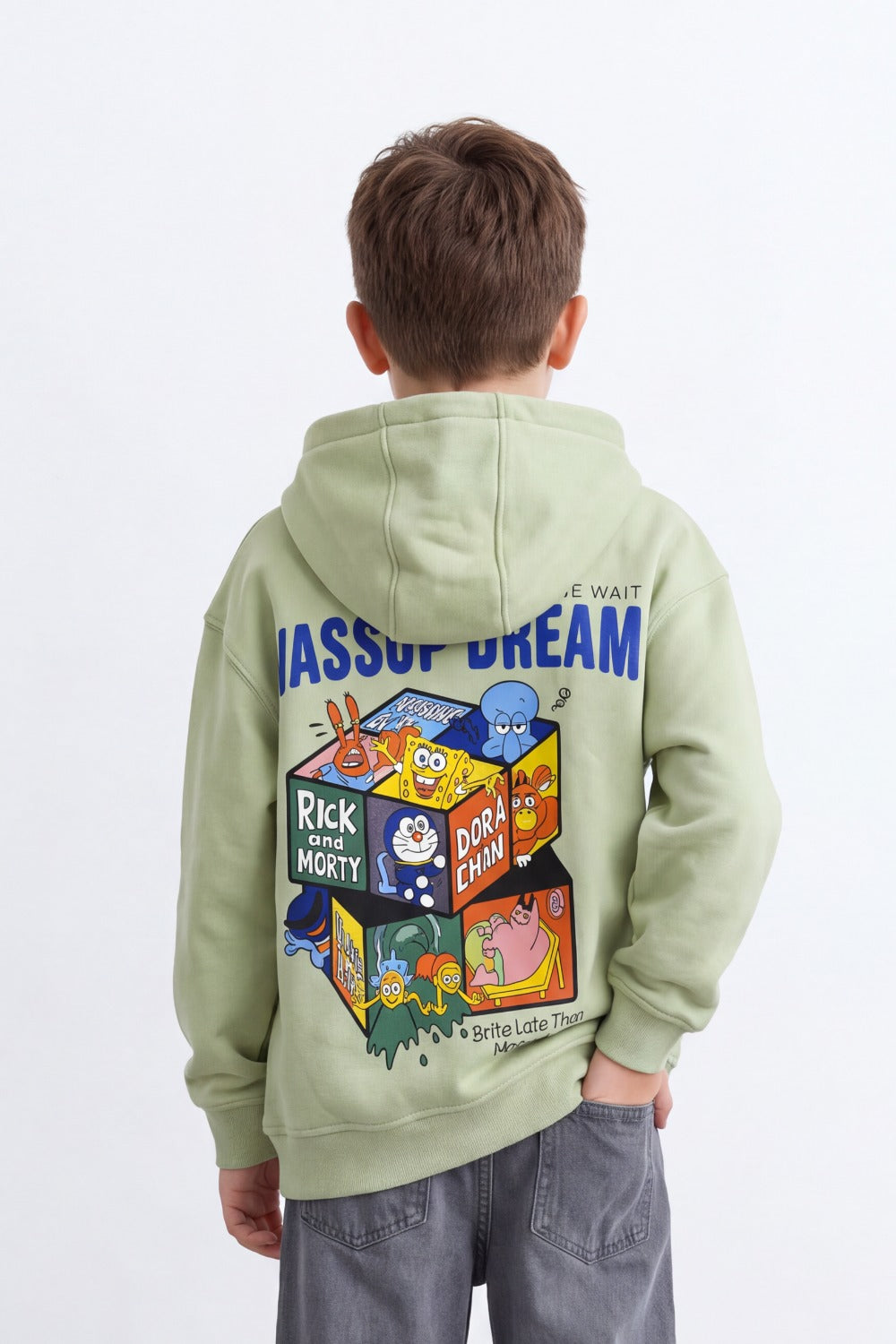 Boy's Tomato Store Sweatshirt Oversize Cartoon Collage Back Graphic Hooded Design