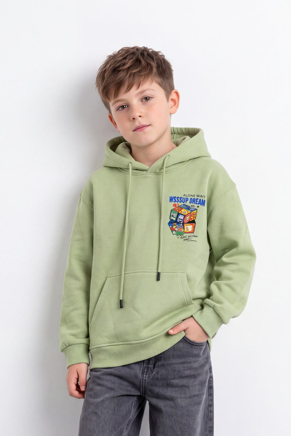 Boy's Tomato Store Sweatshirt Oversize Cartoon Collage Back Graphic Hooded Design