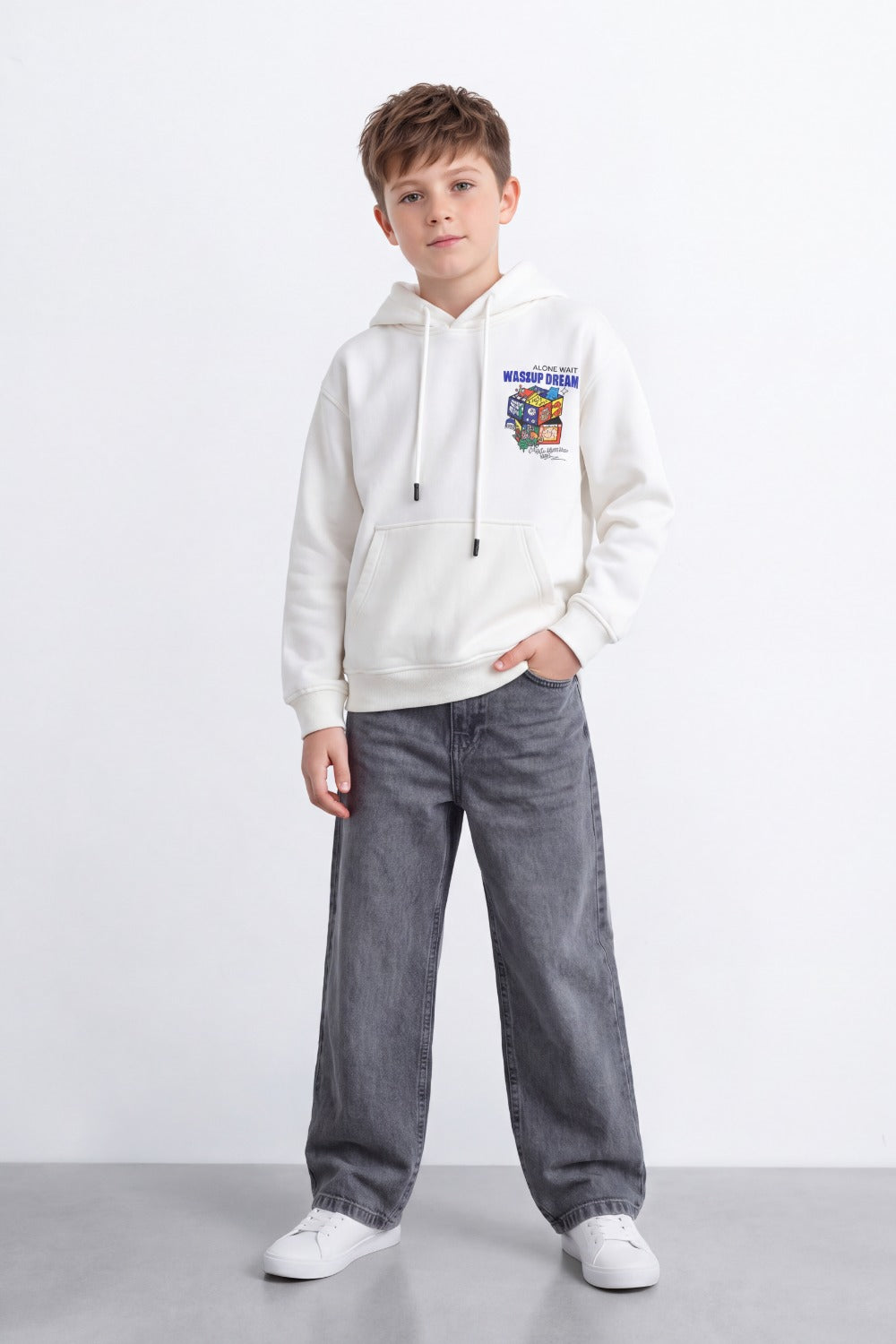 Boy's Tomato Store Sweatshirt Oversize Cartoon Collage Back Graphic Hooded Design
