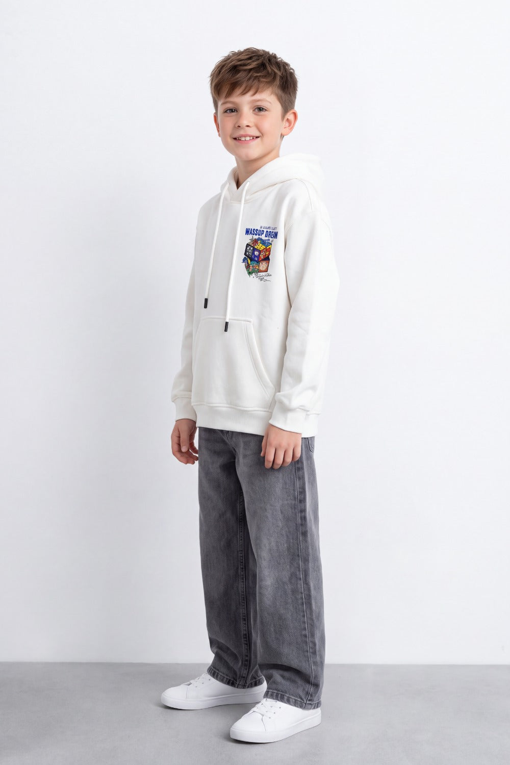 Boy's Tomato Store Sweatshirt Oversize Cartoon Collage Back Graphic Hooded Design
