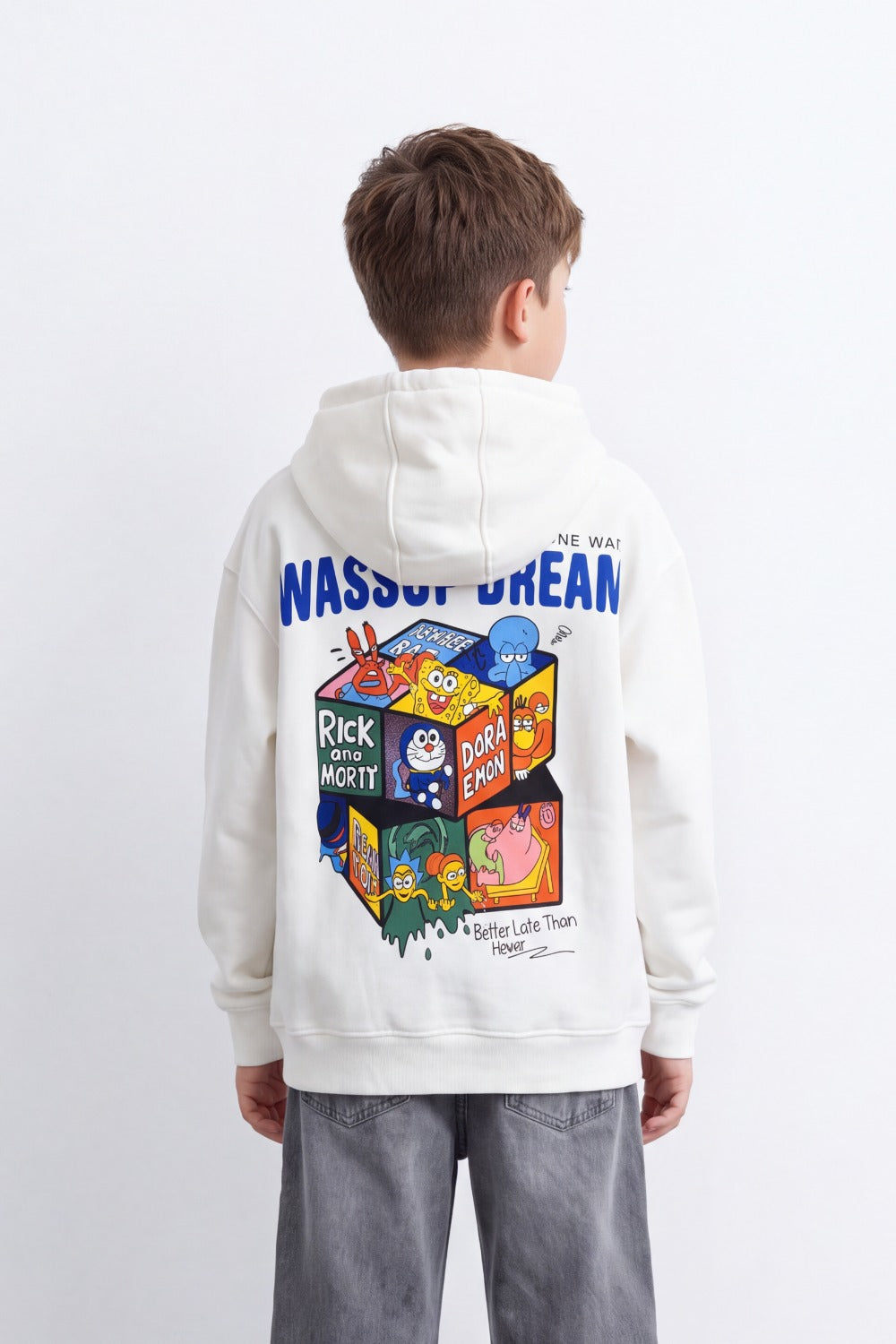 Boy's Tomato Store Sweatshirt Oversize Cartoon Collage Back Graphic Hooded Design