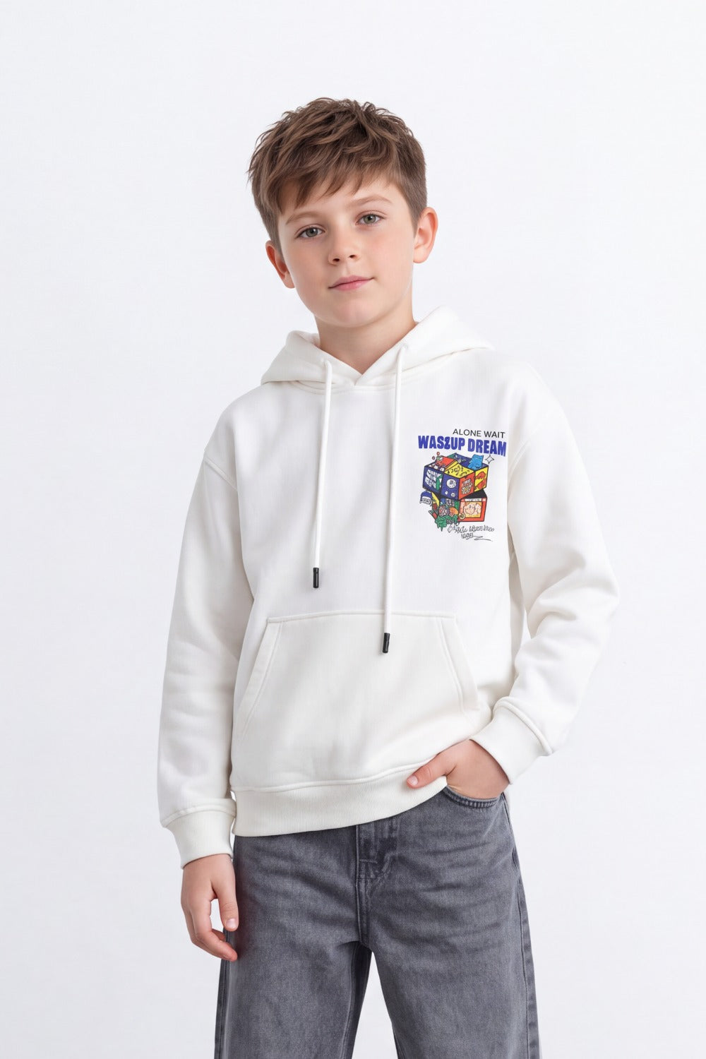 Boy's Tomato Store Sweatshirt Oversize Cartoon Collage Back Graphic Hooded Design