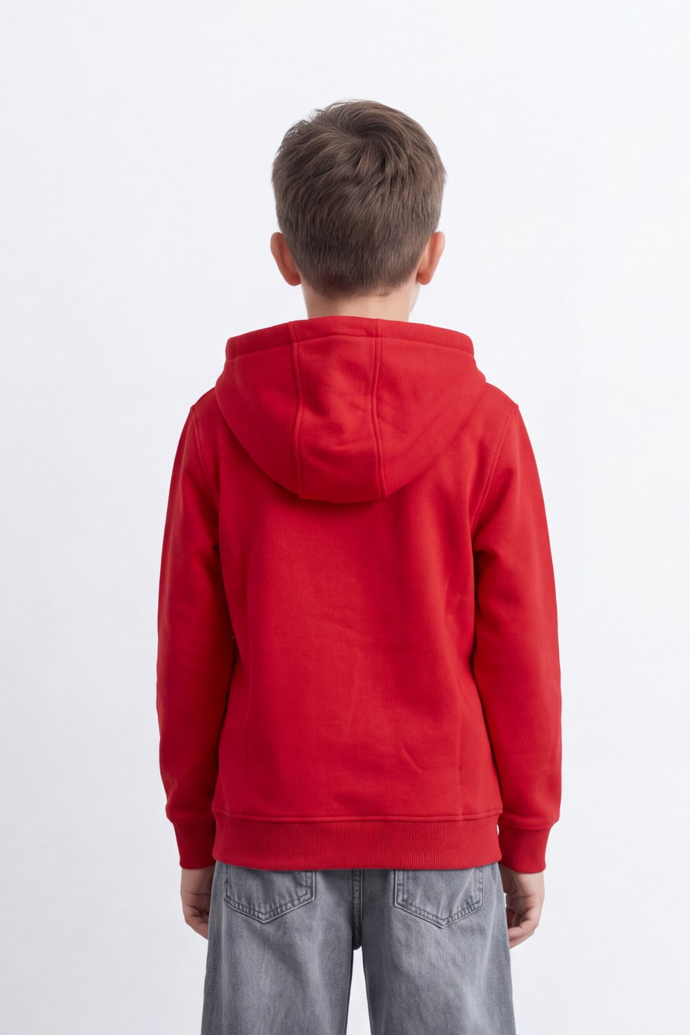 Boy's Tomato Store Brushed Fleece Hoodie Logo Patch Detail Sweatshirt Kangaroo Pocket Ribbed Trim Slim Fit