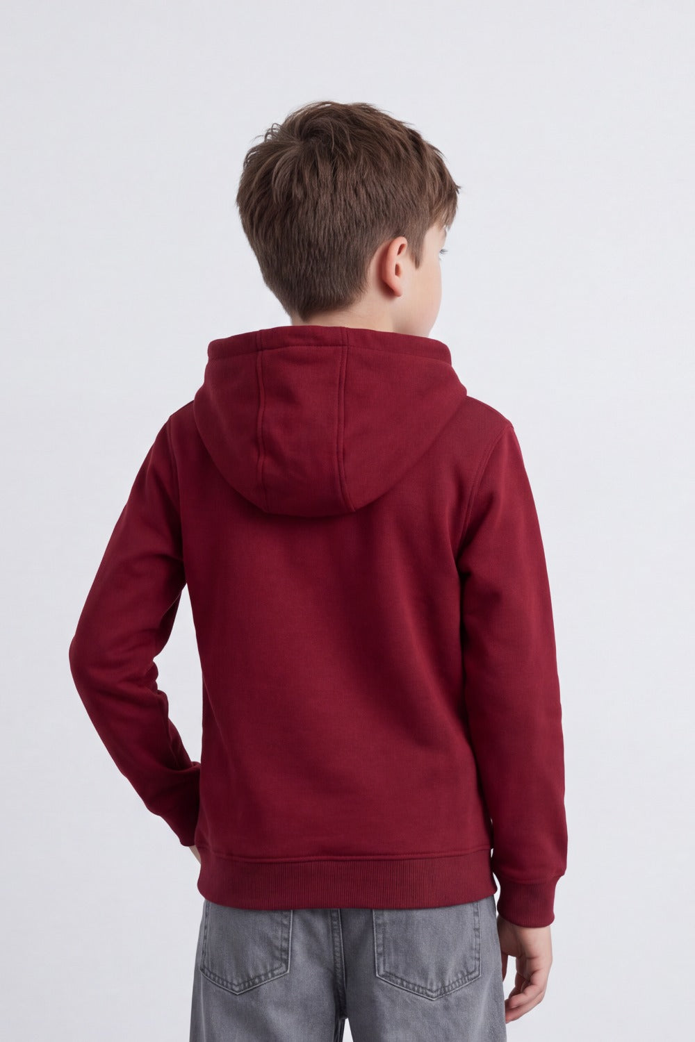 Boy's Tomato Store Brushed Fleece Hoodie Logo Patch Detail Sweatshirt Kangaroo Pocket Ribbed Trim Slim Fit