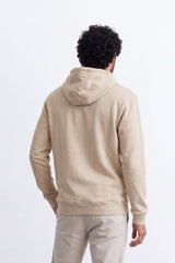 Men's Tomato Store Brushed Melton Hoodie Logo Patch Detail Sweatshirt Kangaroo Pocket Ribbed Trim Slim Fit