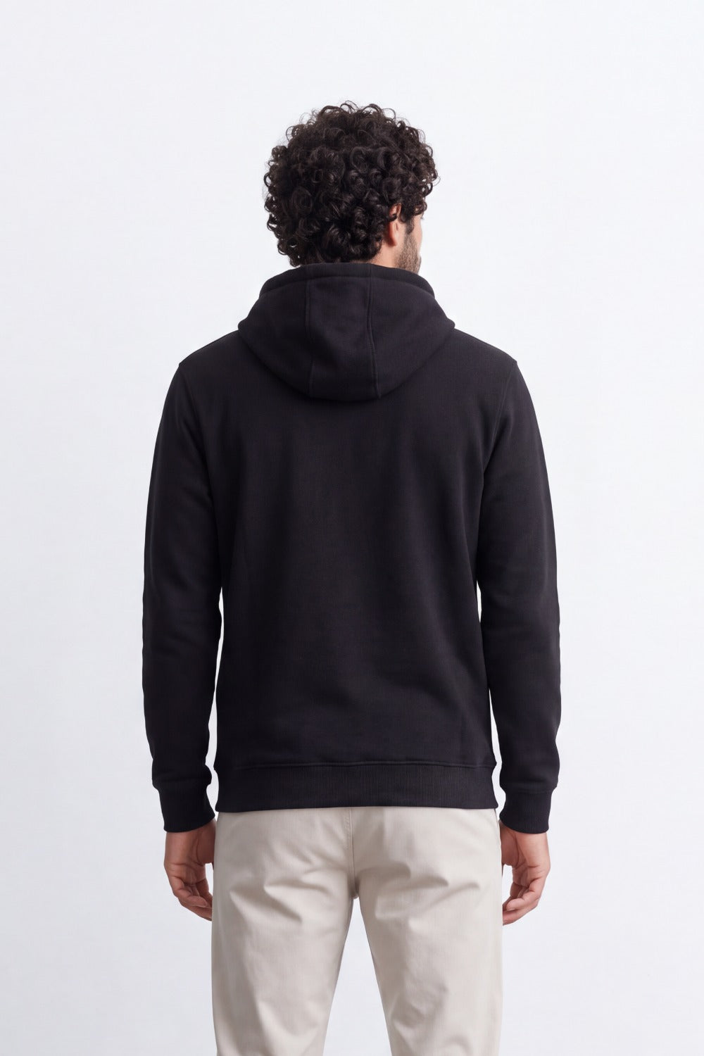 Men's Tomato Store Brushed Melton Hoodie Logo Patch Detail Sweatshirt Kangaroo Pocket Ribbed Trim Slim Fit