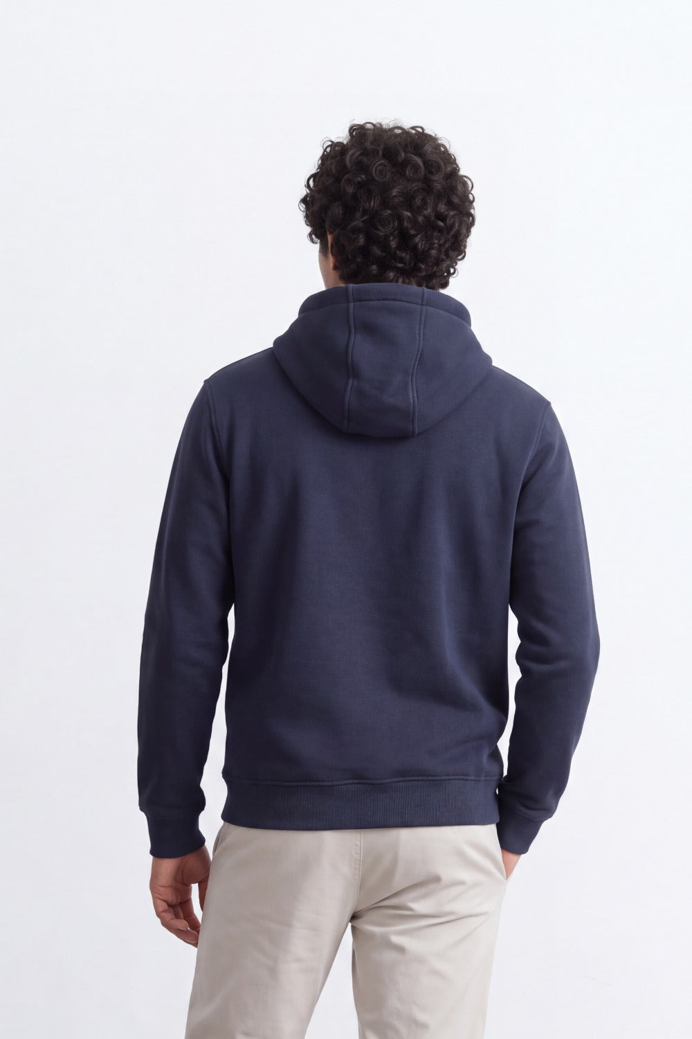 Men's Tomato Store Brushed Melton Hoodie Logo Patch Detail Sweatshirt Kangaroo Pocket Ribbed Trim Slim Fit