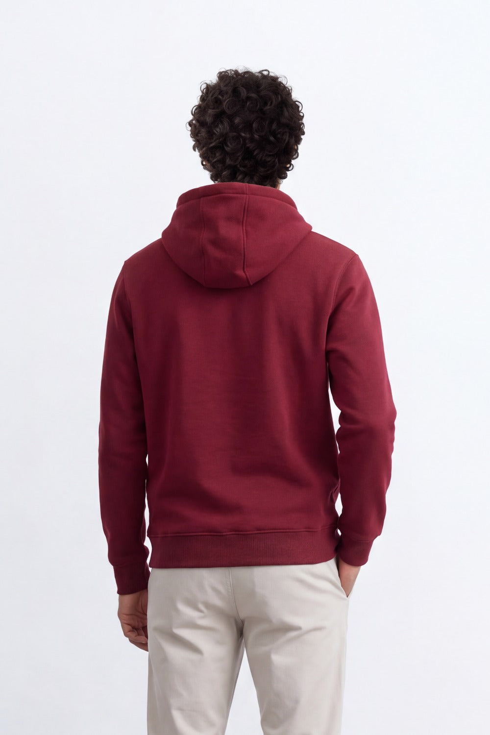Men's Tomato Store Brushed Melton Hoodie Logo Patch Detail Sweatshirt Kangaroo Pocket Ribbed Trim Slim Fit