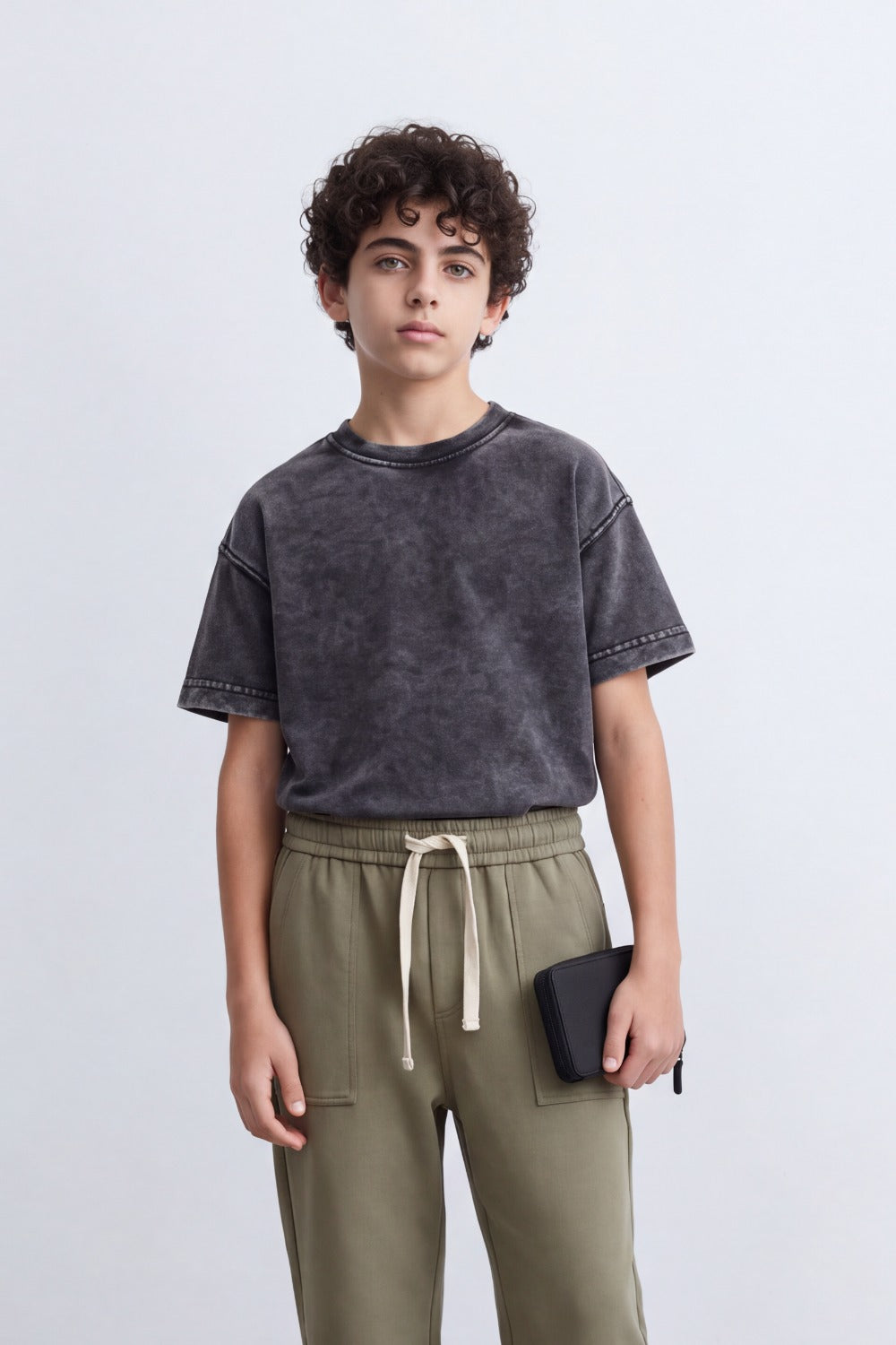 Men's Tomato Store Soft Twill Cargo Jogger Pants Patch Pocket Detail Elastic Drawstring Wide Leg