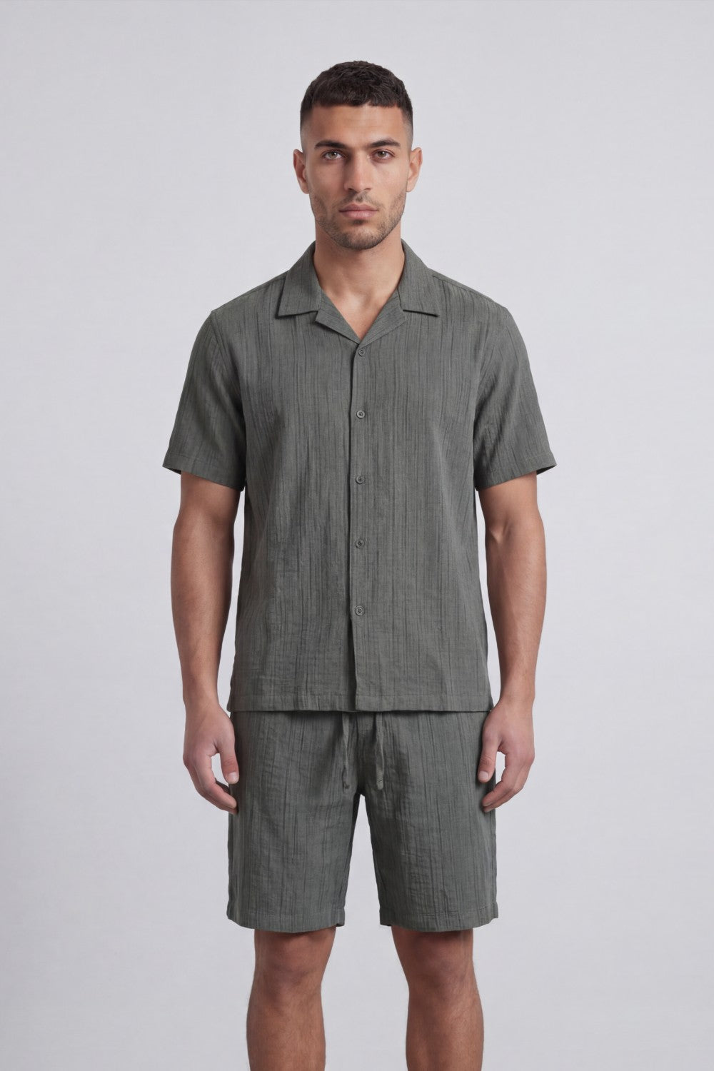 Men’s Tomato Store Crinkle Texture Resort Set With Camp Collar Regular Fit