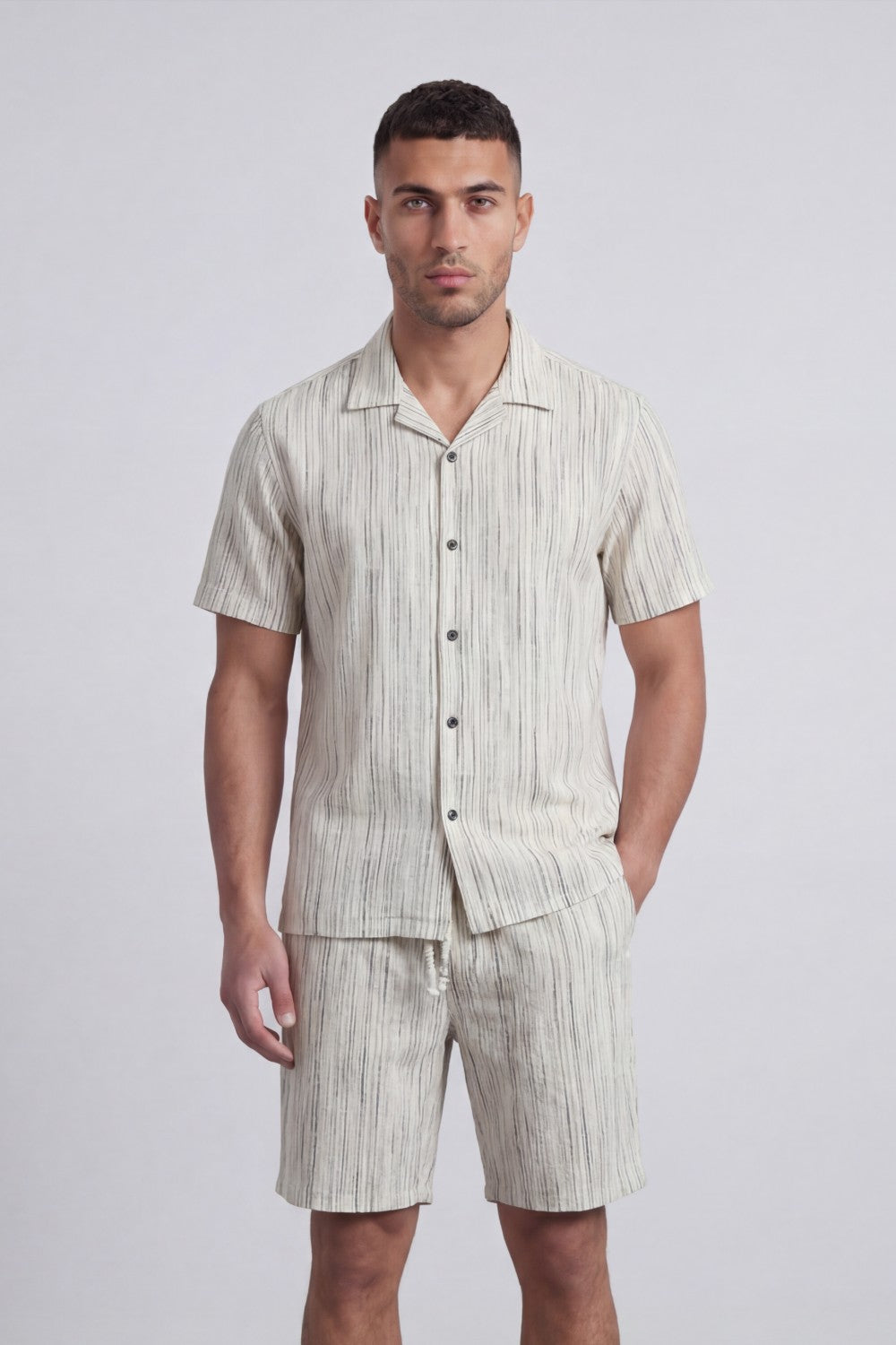 Men’s Tomato Store Crinkle Texture Resort Set With Camp Collar Regular Fit