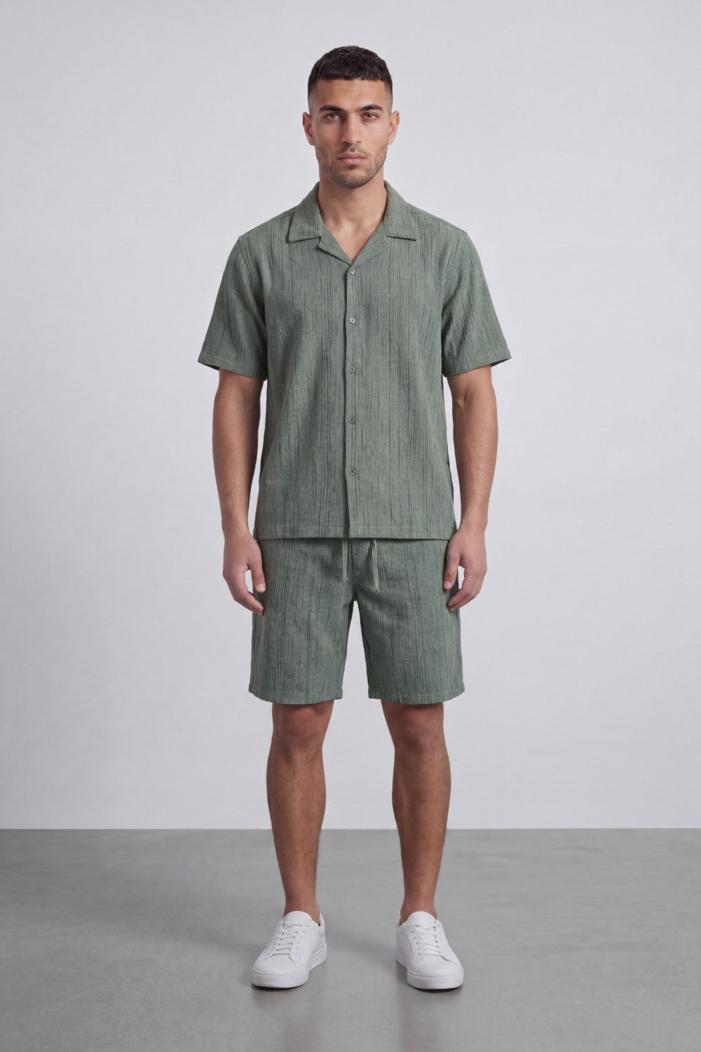 Men’s Tomato Store Crinkle Texture Resort Set With Camp Collar Regular Fit