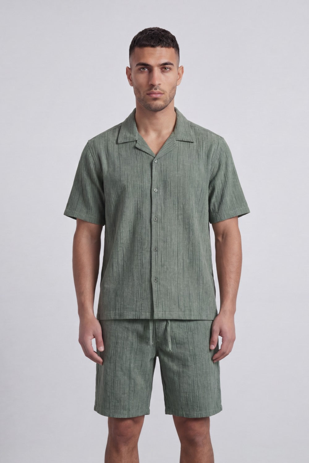 Men’s Tomato Store Crinkle Texture Resort Set With Camp Collar Regular Fit