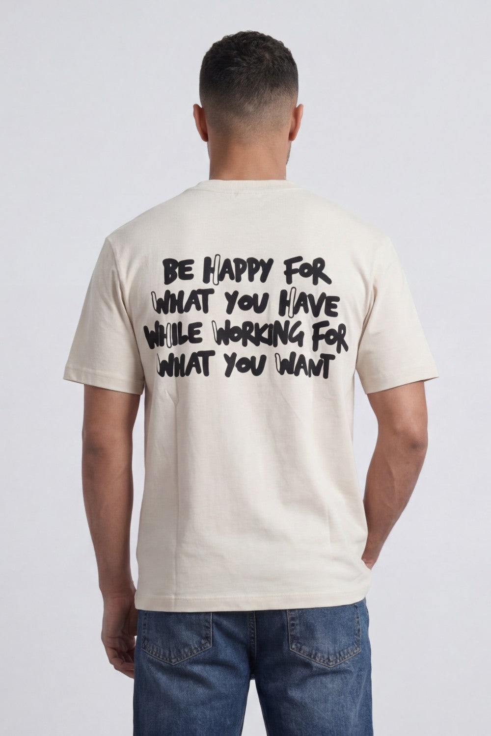 Men’s Tomato Store Positive Energy Graphic T-Shirt Crafted Crew Neck Front Chest Quote Back Print Relaxed Fit