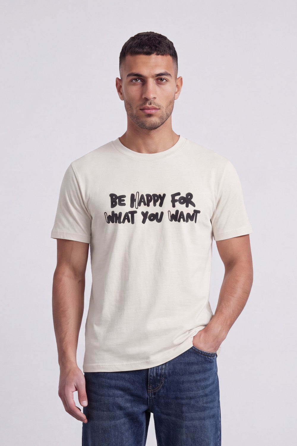 Men’s Tomato Store Positive Energy Graphic T-Shirt Crafted Crew Neck Front Chest Quote Back Print Relaxed Fit