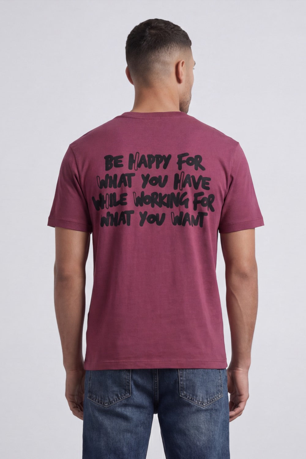 Men’s Tomato Store Positive Energy Graphic T-Shirt Crafted Crew Neck Front Chest Quote Back Print Relaxed Fit