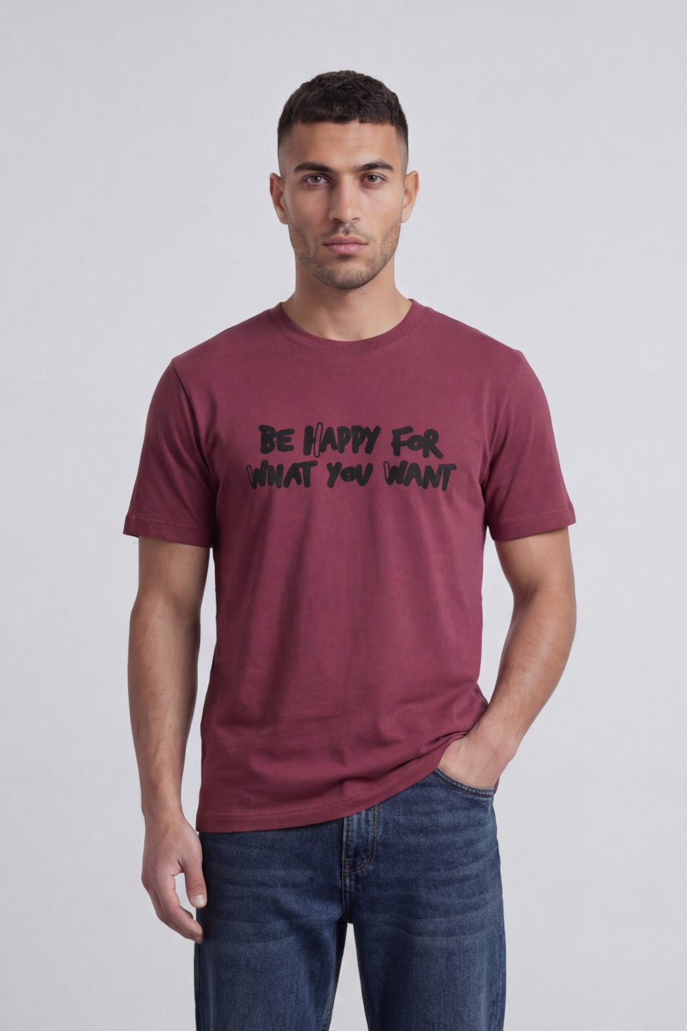 Men’s Tomato Store Positive Energy Graphic T-Shirt Crafted Crew Neck Front Chest Quote Back Print Relaxed Fit
