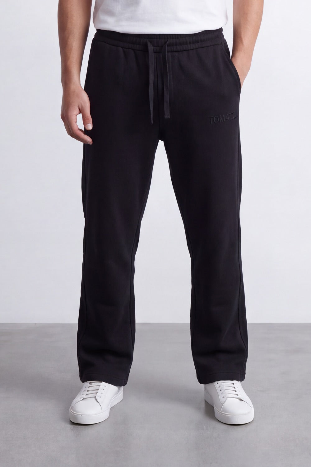 Men's Tomato Store Soft French Terry Track Sweatpants Tonal Logo Detail Wide Leg Melton