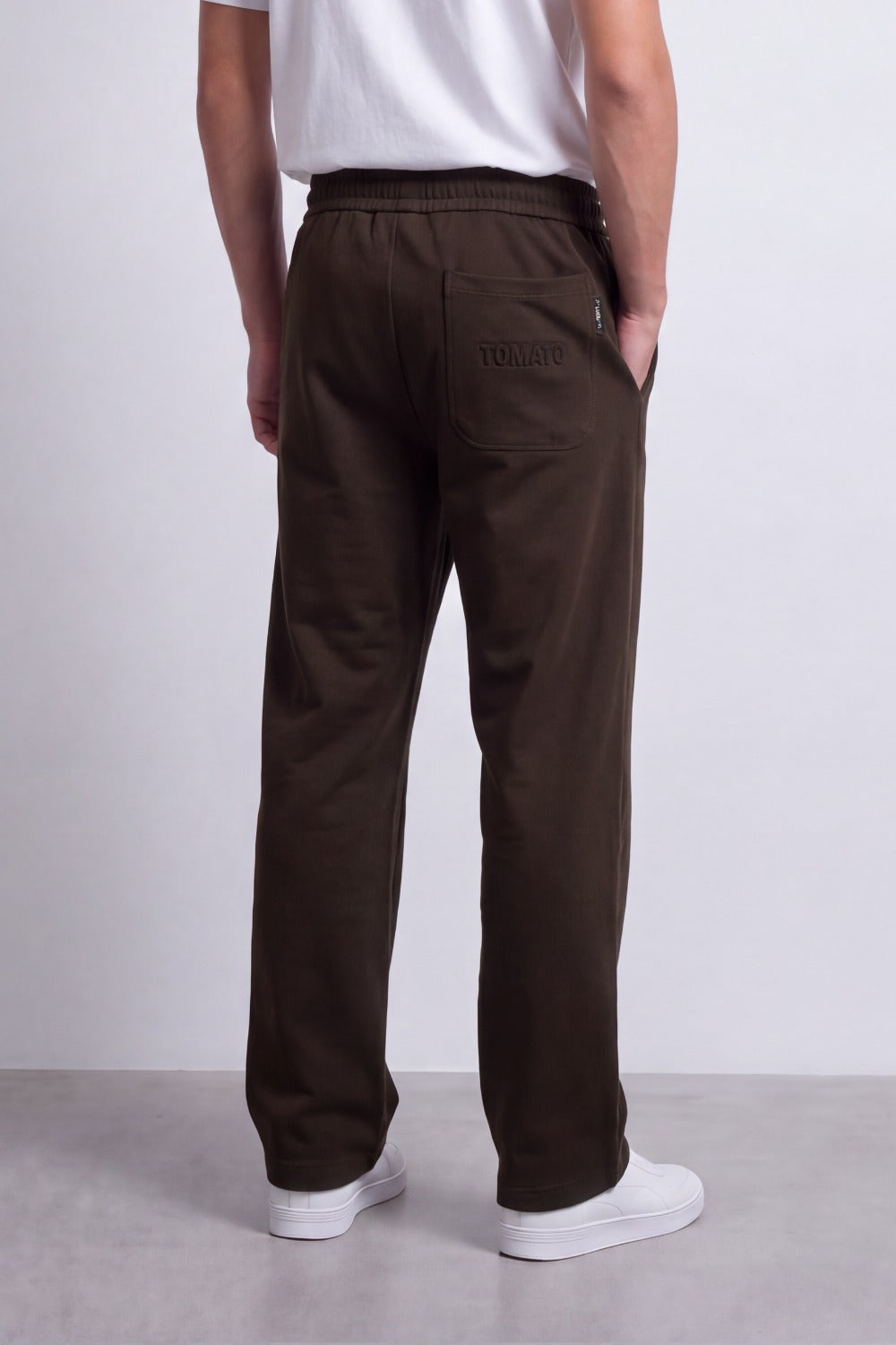 Men's Tomato Store Soft French Terry Track Sweatpants Tonal Logo Detail Wide Leg Melton