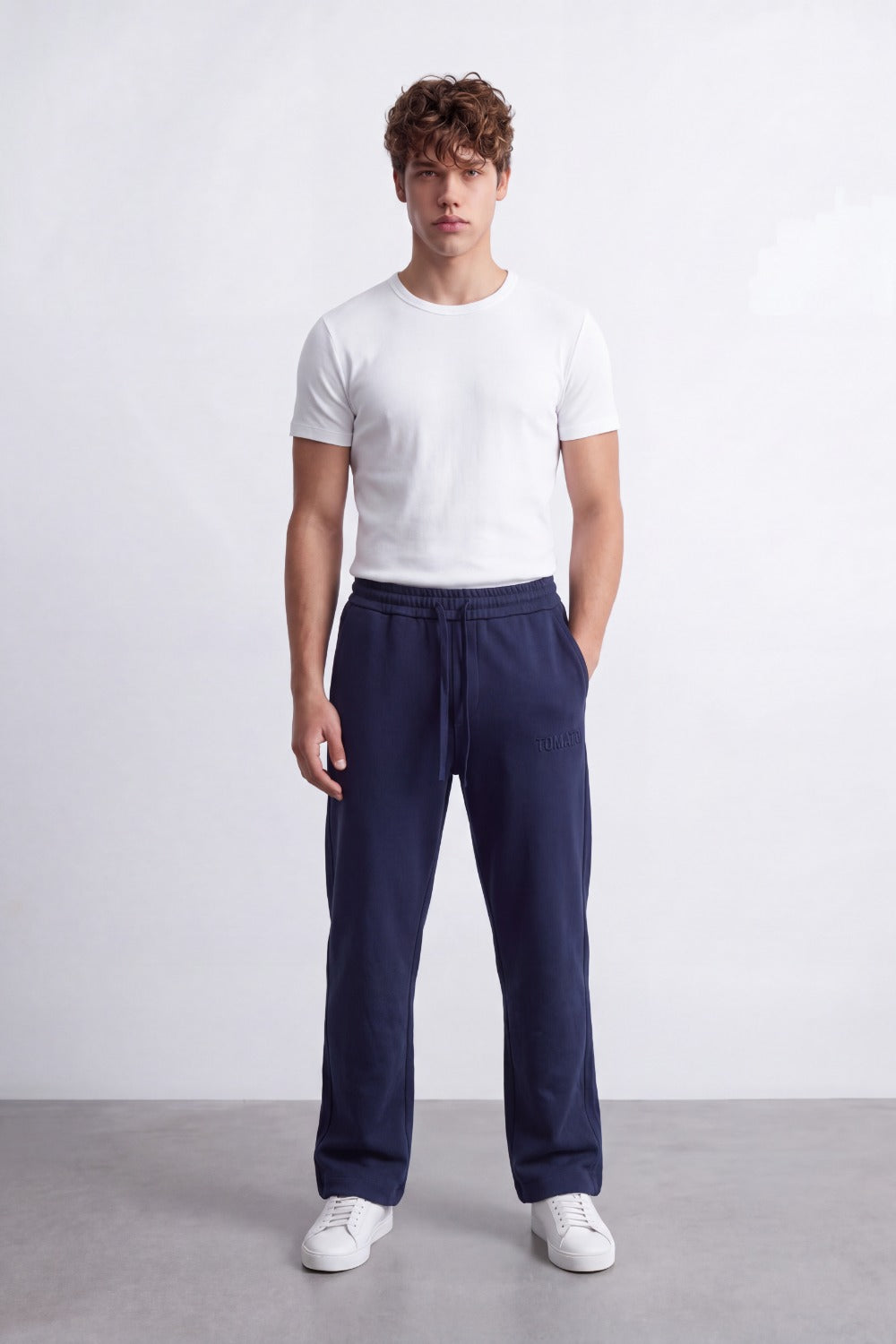 Men's Tomato Store Soft French Terry Track Sweatpants Tonal Logo Detail Wide Leg Melton