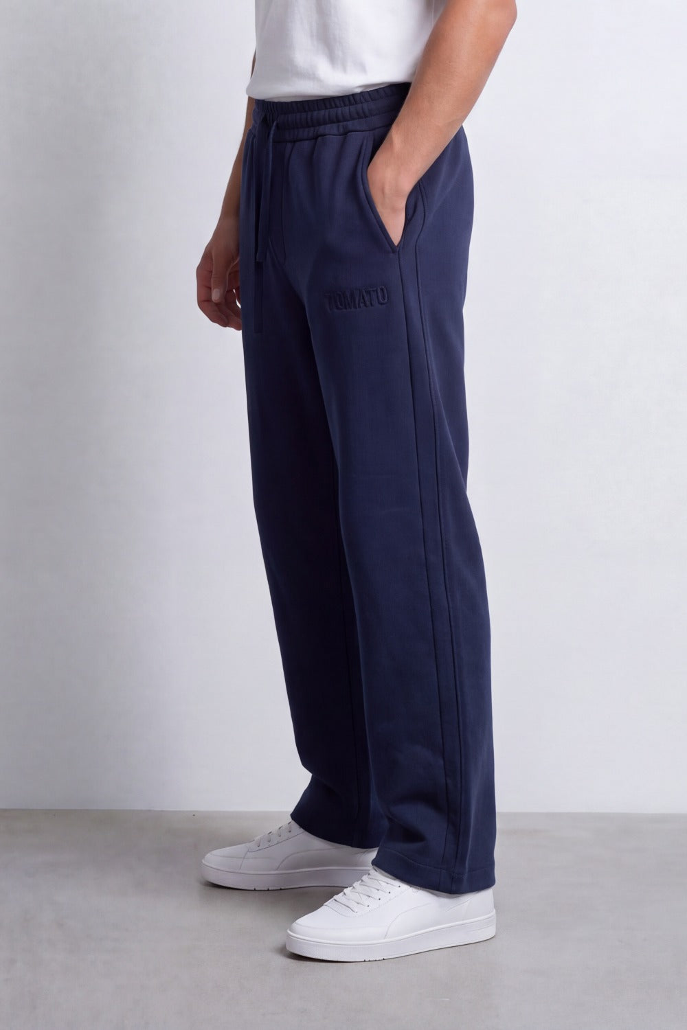 Men's Tomato Store Soft French Terry Track Sweatpants Tonal Logo Detail Wide Leg Melton
