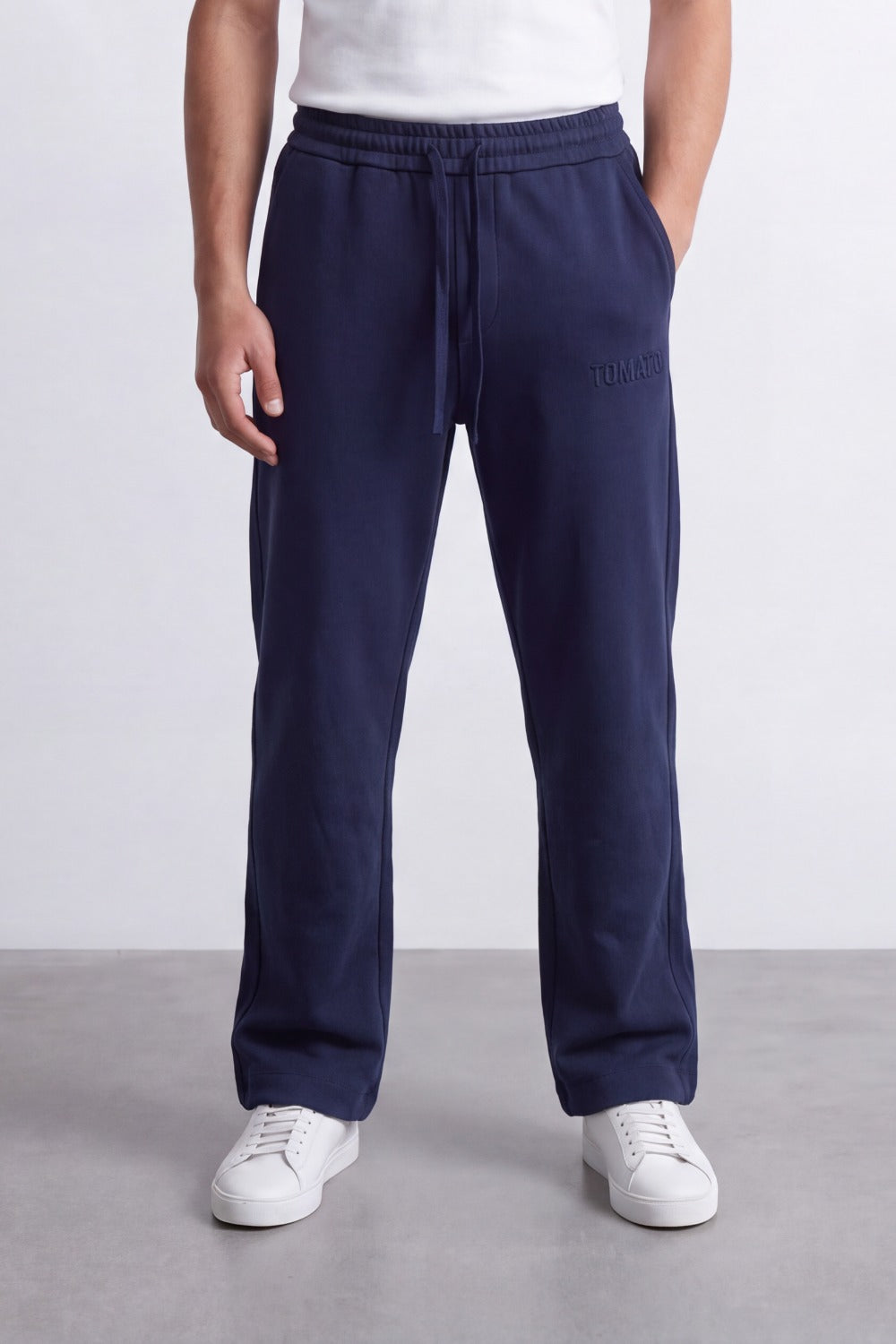 Men's Tomato Store Soft French Terry Track Sweatpants Tonal Logo Detail Wide Leg Melton