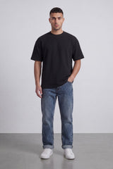 Men’s Tomato Store Fine Rib Texture T-Shirt Shaped Crew Neck Drop Shoulder Oversized Fit