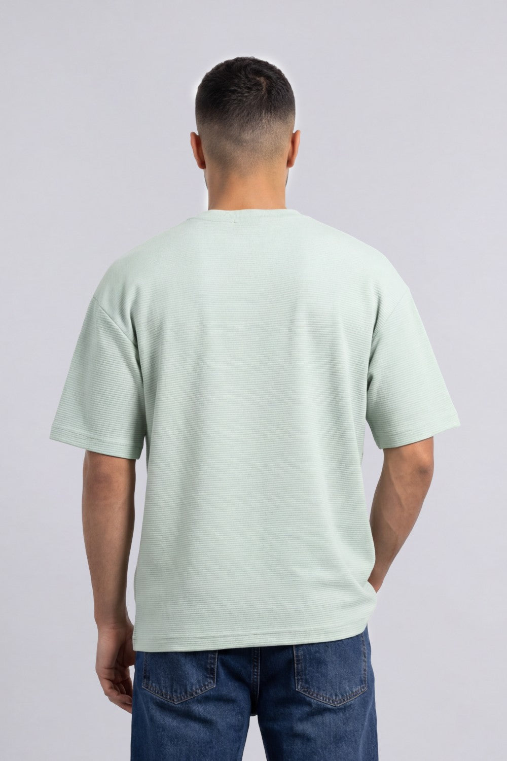 Men’s Tomato Store Fine Rib Texture T-Shirt Shaped Crew Neck Drop Shoulder Oversized Fit