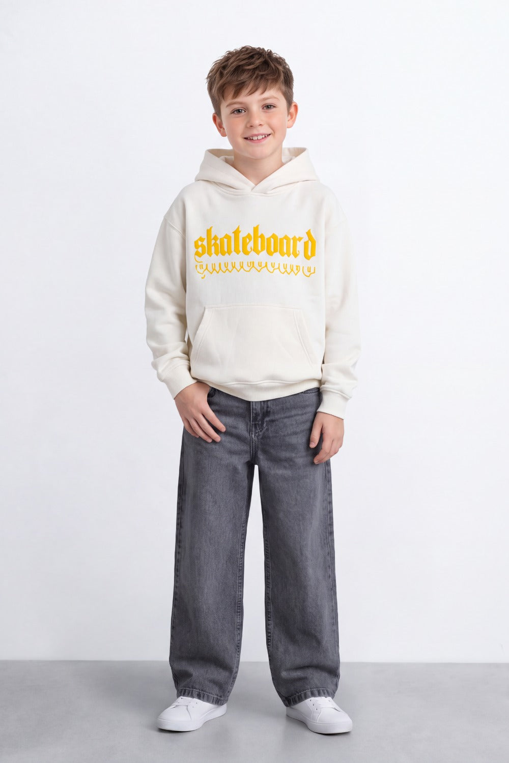 Boy's Tomato Store Sweatshirt Hooded Design Skate Duck Back Graphic Melton Over Size